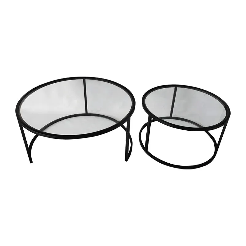 Drago Modern Chic Iron & Glass Coffee Table Nesting Set