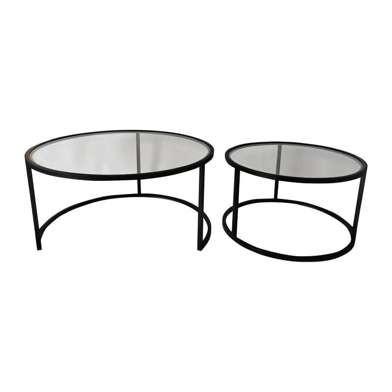 Drago Modern Chic Iron & Glass Coffee Table Nesting Set