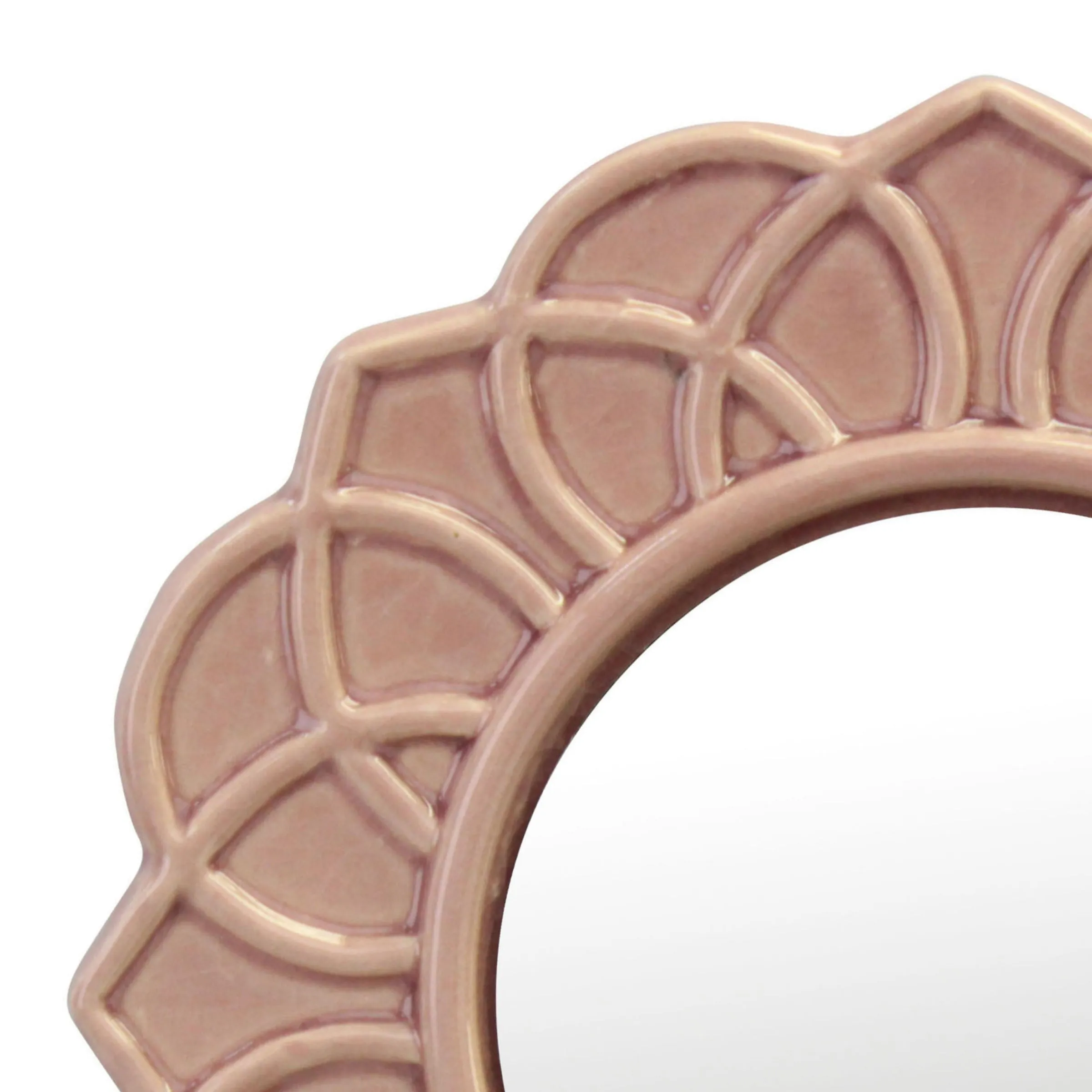 Dusty Rose Ceramic Circular Mirror - 5 Inch (WS)