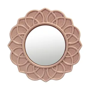 Dusty Rose Ceramic Circular Mirror - 5 Inch