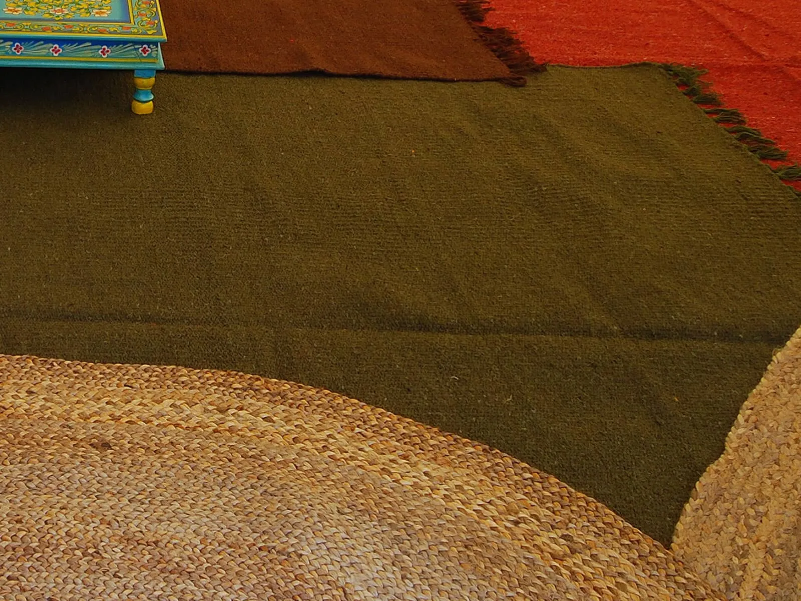 Eco Natural Handloomed Rugs - Dark Green