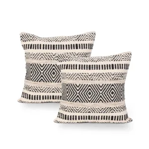 Edith Boho Cotton Throw Pillow (Set of 2), Black and White