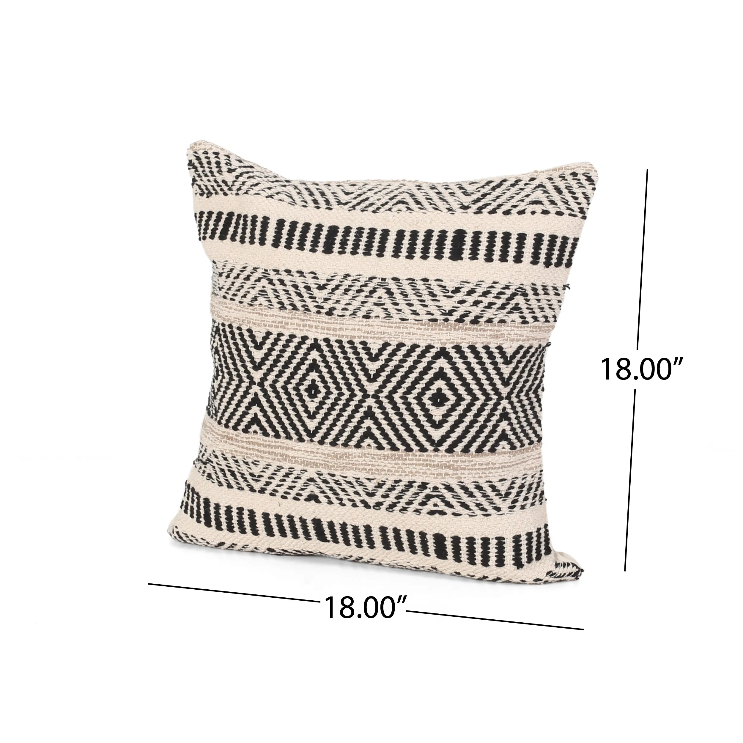 Edith Boho Cotton Throw Pillow (Set of 2), Black and White