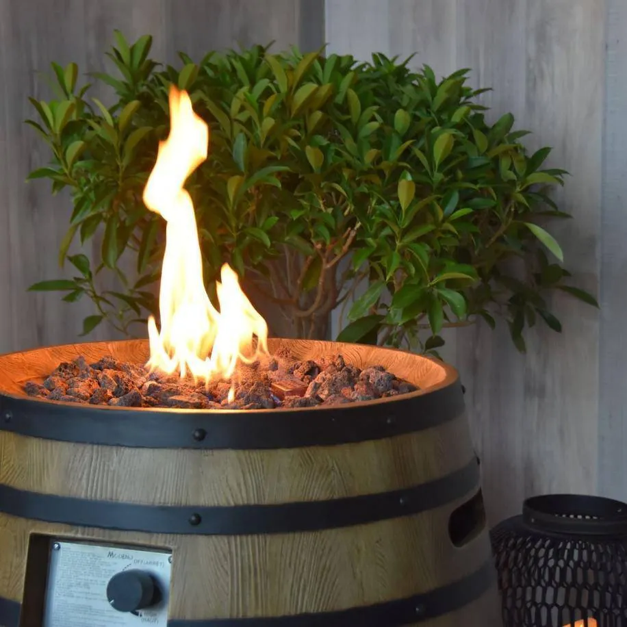 Elementi - Napa Barrel Fire Pit Column, Hidden Propane Storage - OFG615-LP