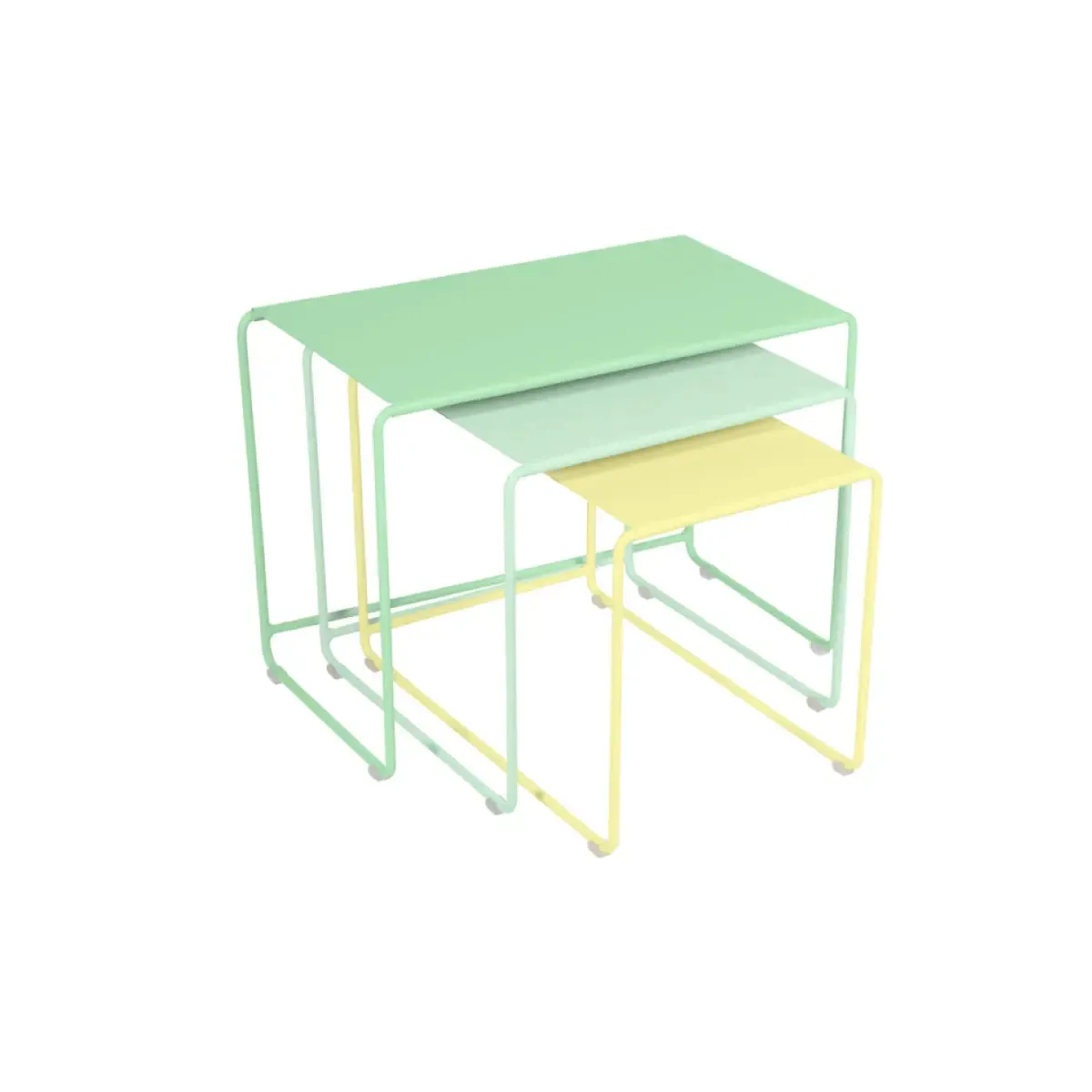 Fermob Oulala set of 3 nesting tables, opaline/ice mint/frost lemon