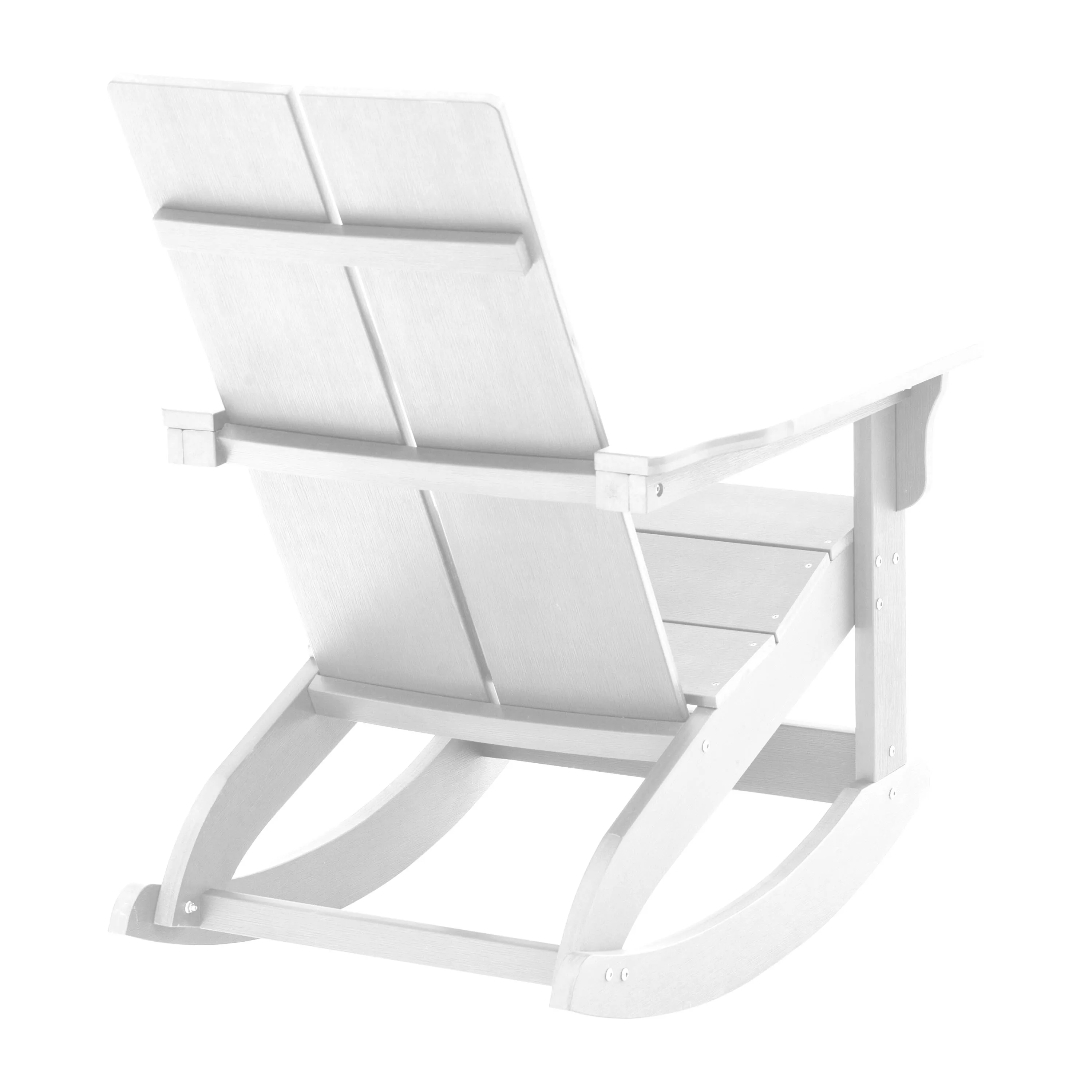 Finn Modern Commercial Grade All-Weather 2-Slat Poly Resin Wood Rocking Adirondack Chair with Rust Resistant Stainless Steel Hardware