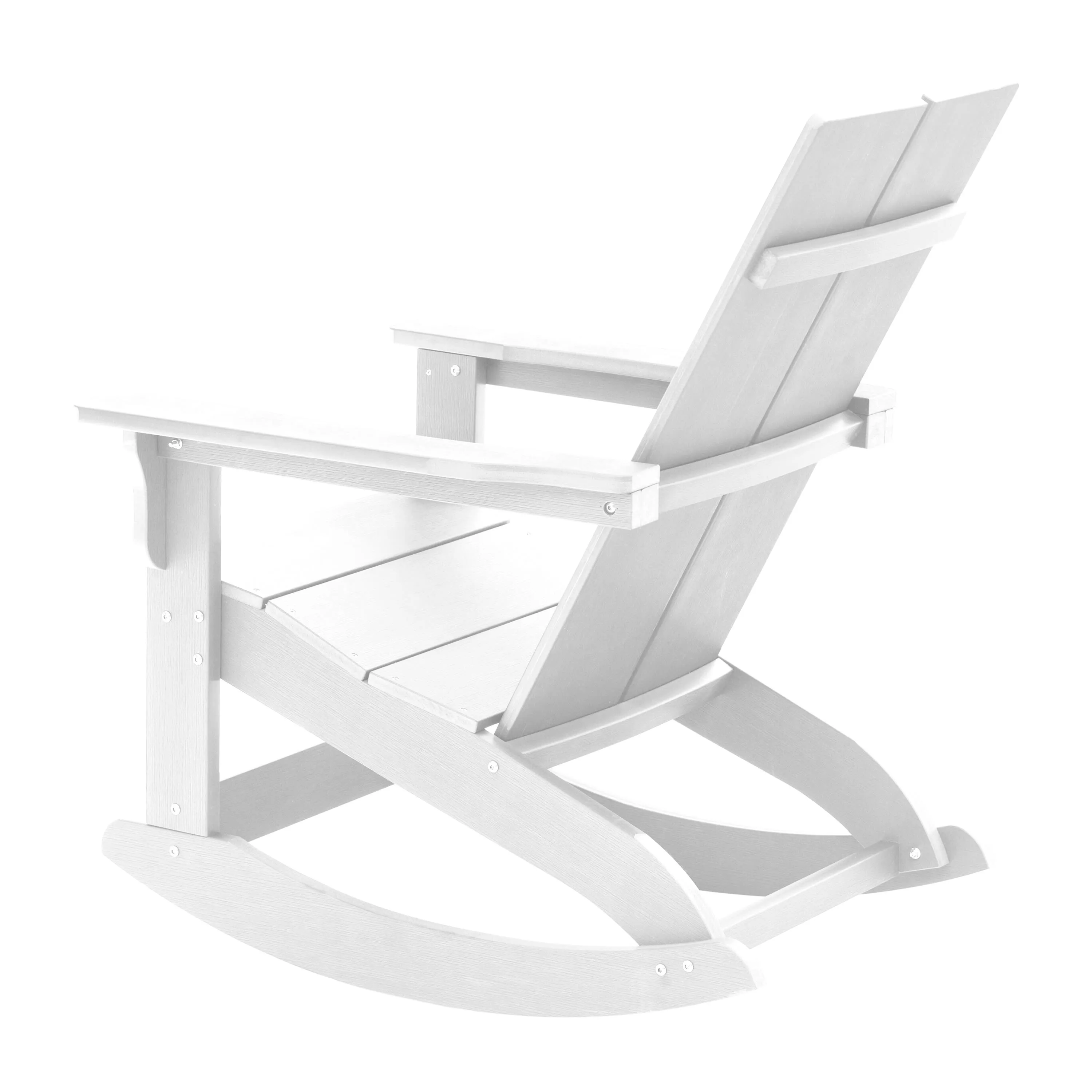 Finn Modern Commercial Grade All-Weather 2-Slat Poly Resin Wood Rocking Adirondack Chair with Rust Resistant Stainless Steel Hardware