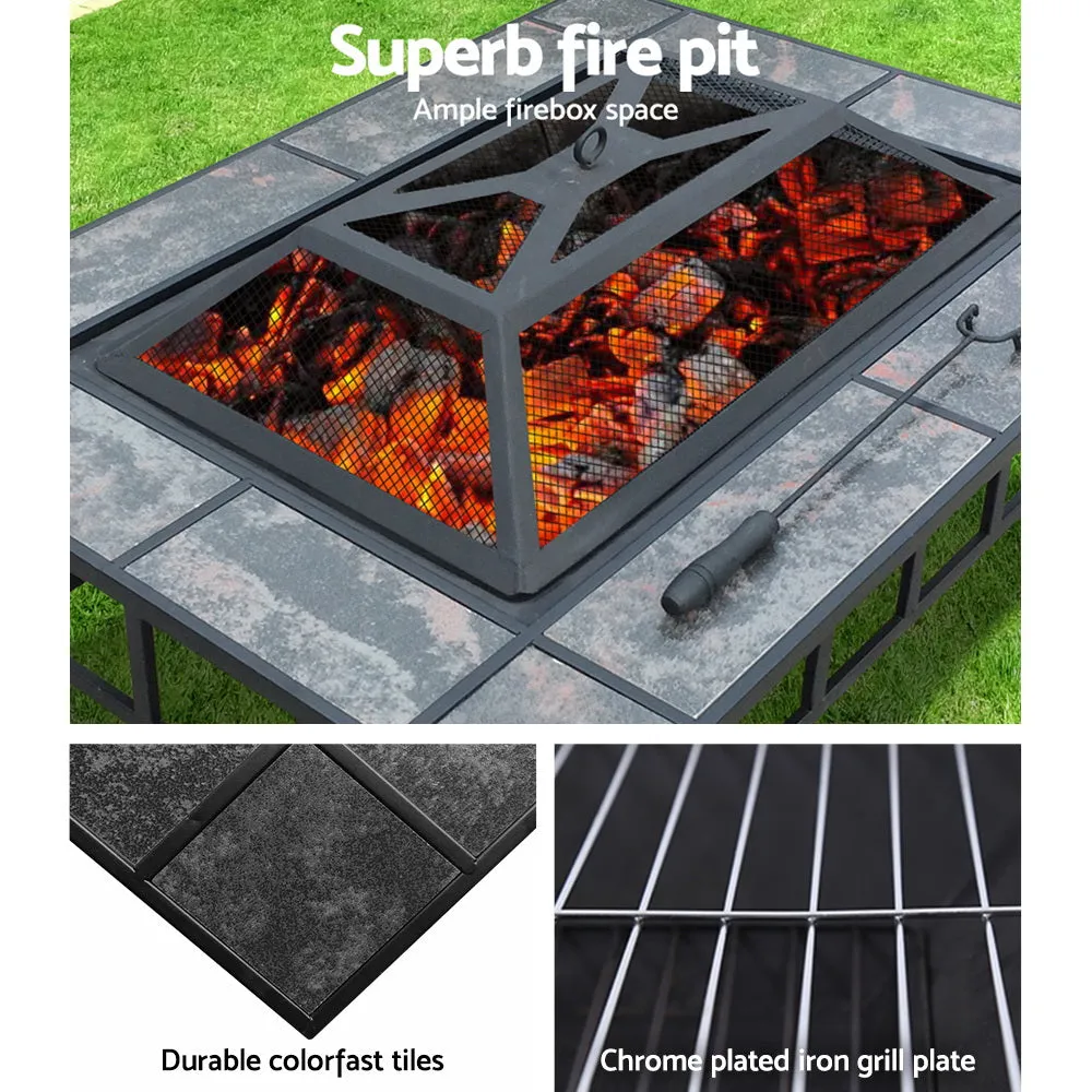 Fire Pit BBQ Grill Stove Table Ice Pits Patio Fireplace Heater 3 in 1