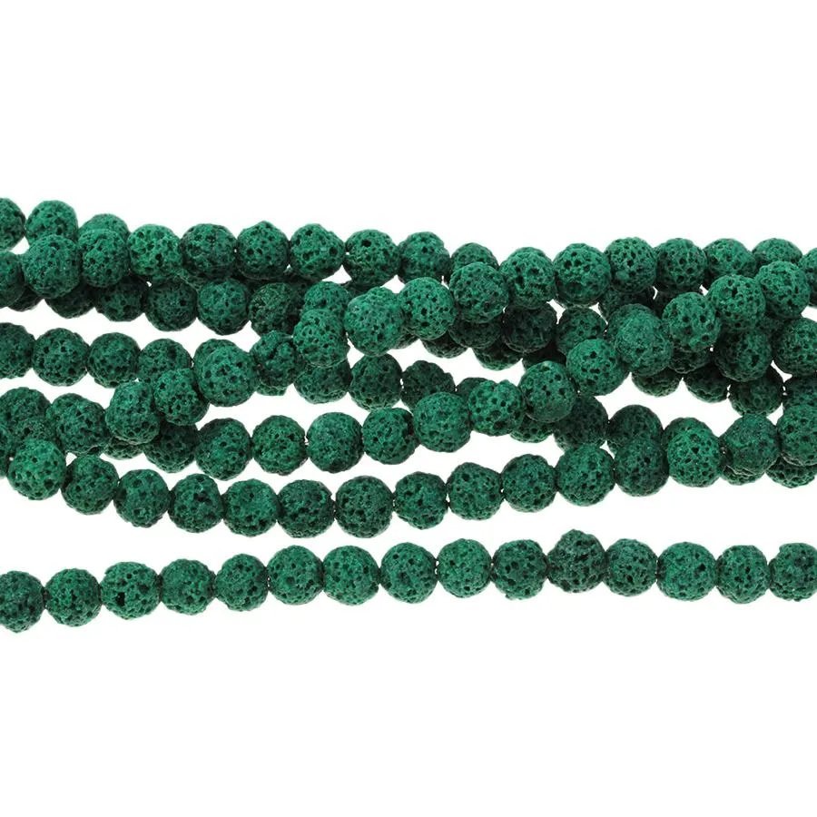 Green (dyed) Lava 6-7mm Round 15-16 Inch - CLEARANCE