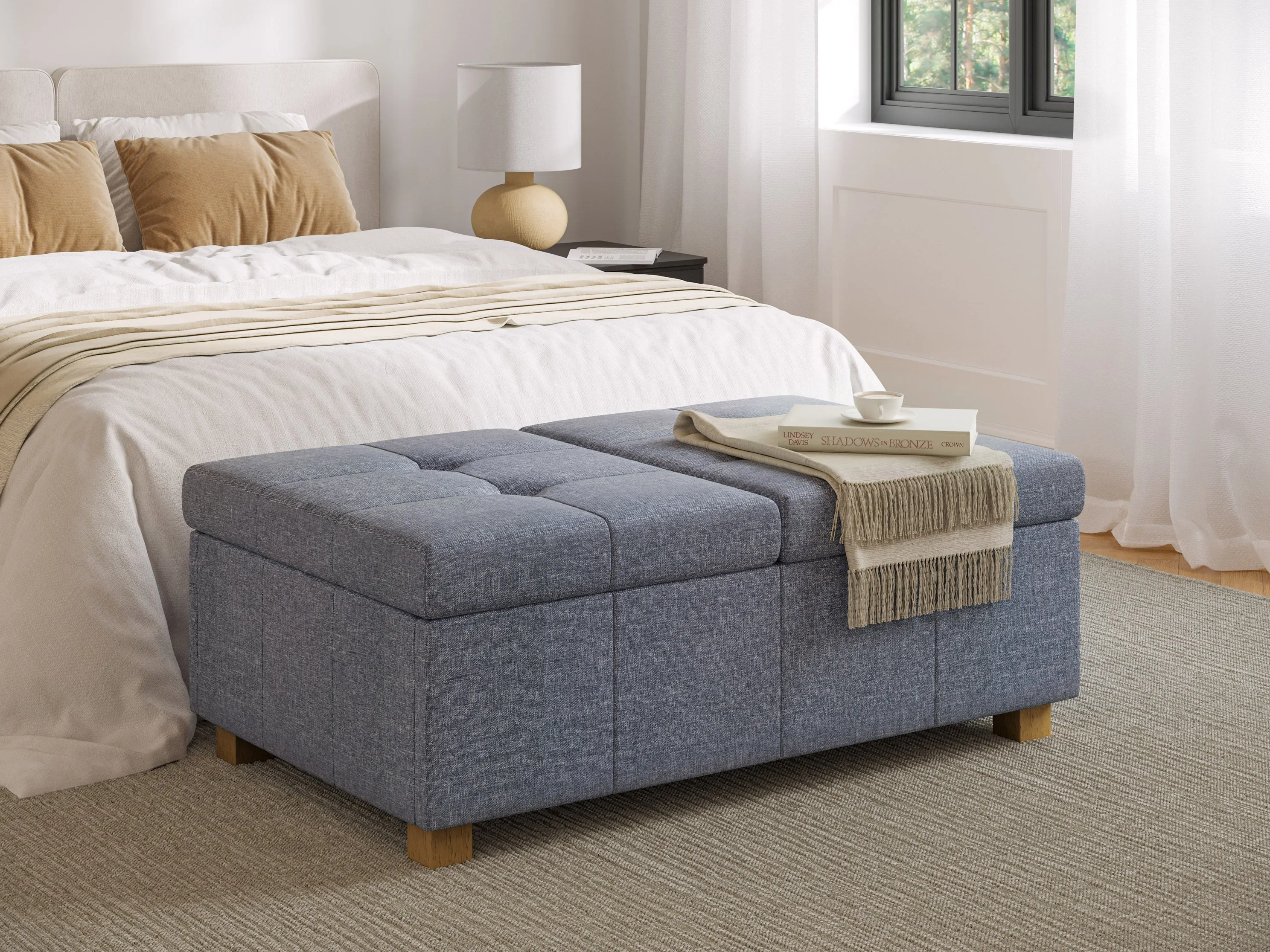 Grey Double Storage Ottoman