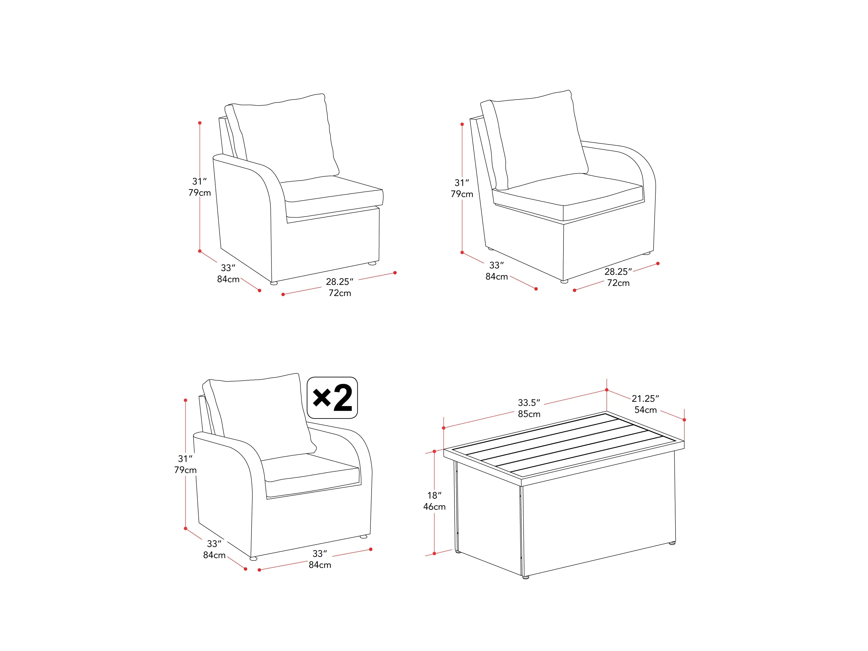 Grey Outdoor Loveseat 5pc Set