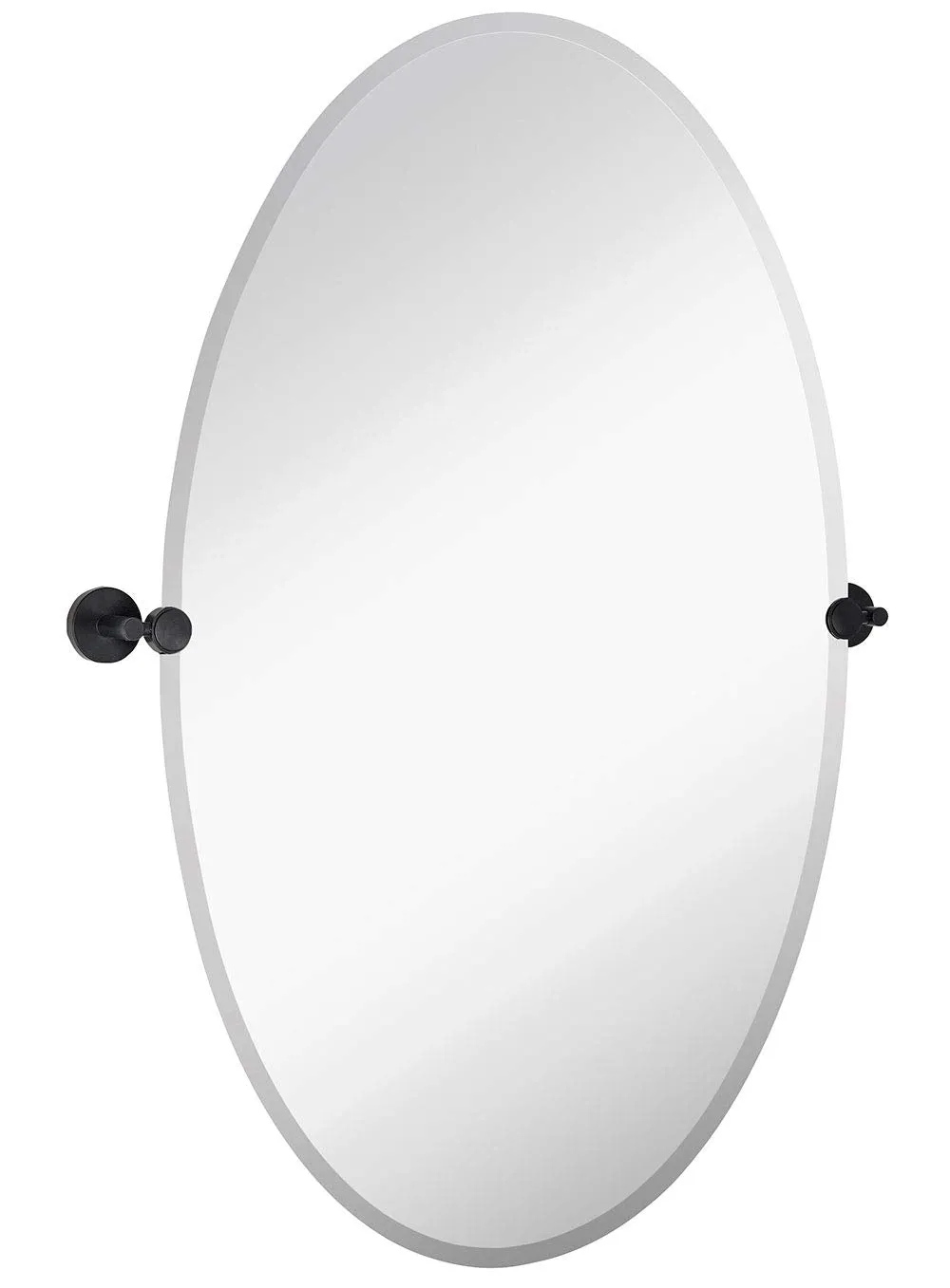 Hamilton Hills Large Pivot Oval Mirror with Brushed Chrome Wall Anchors | Silver Backed