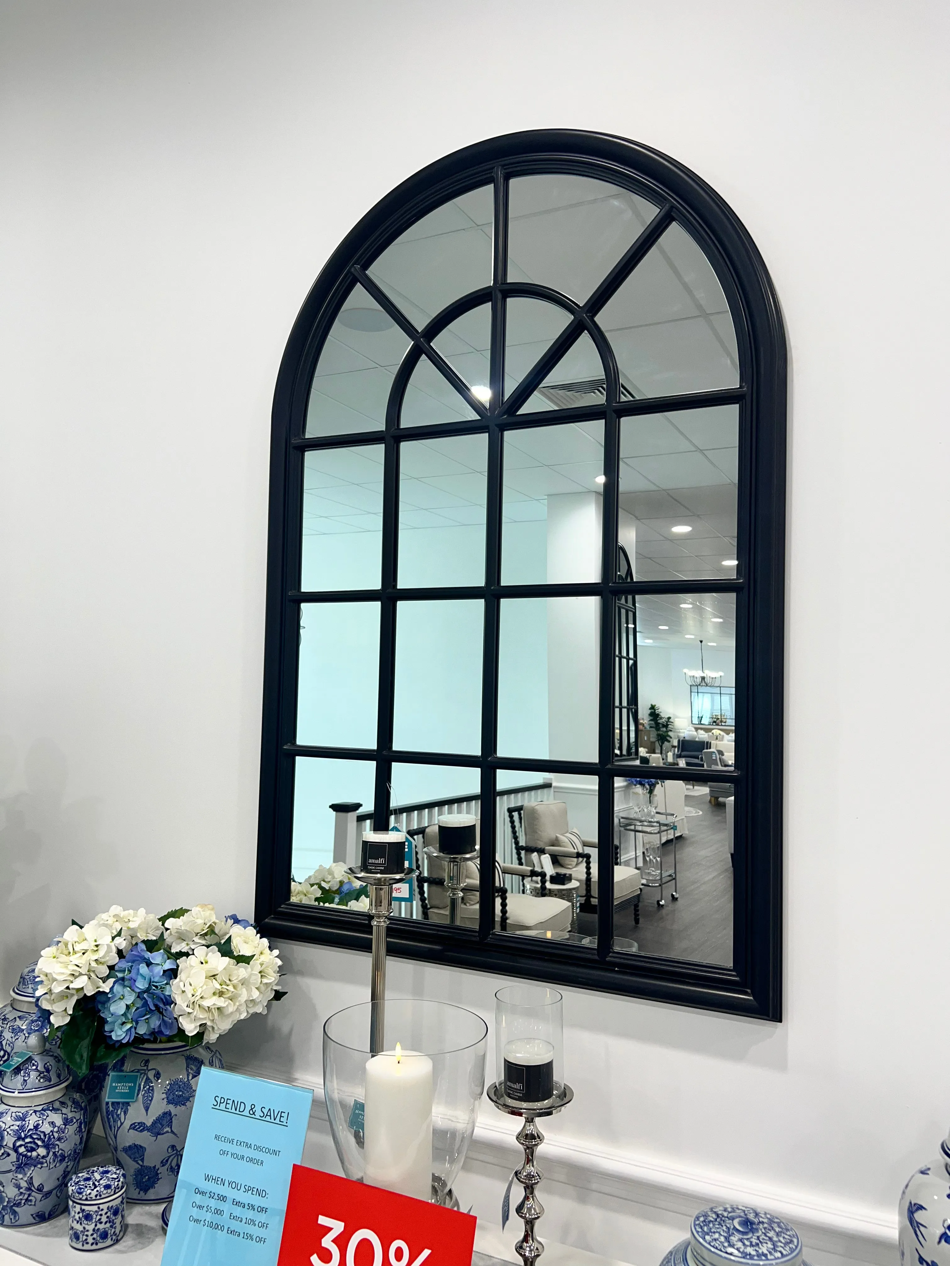 Hampton Black Arch Mirror