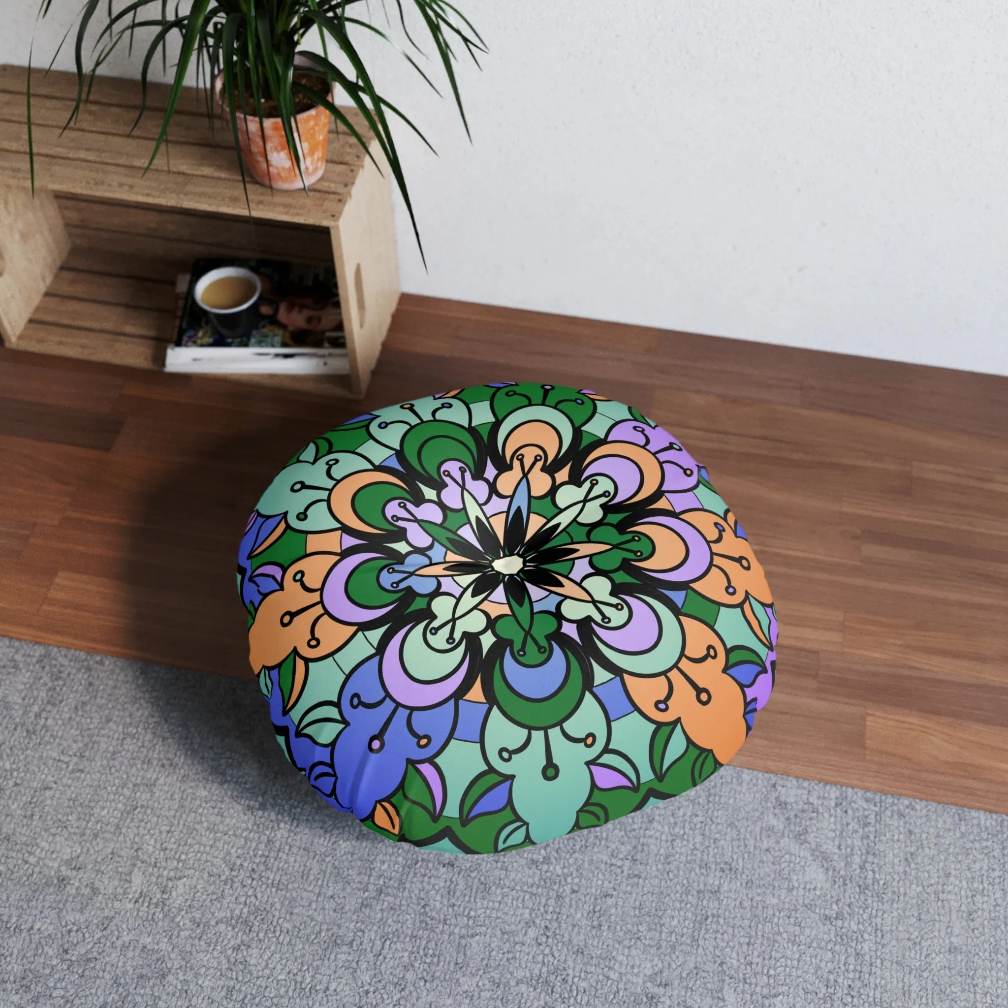 Hand Drawn Mandala Art Design Floor Cushion