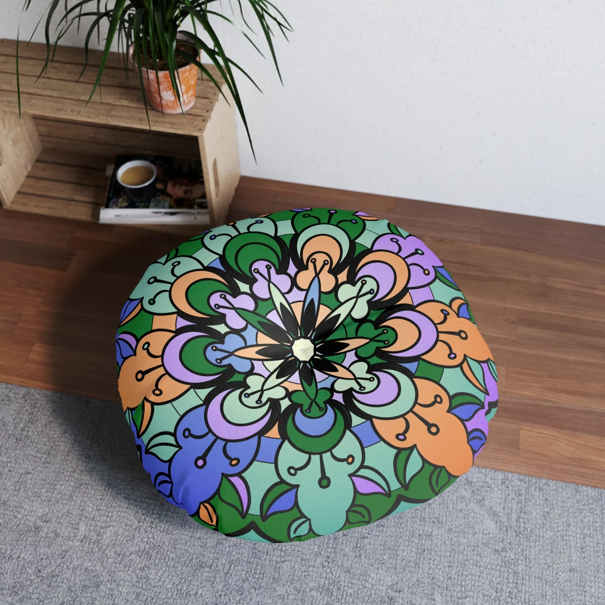 Hand Drawn Mandala Art Design Floor Cushion