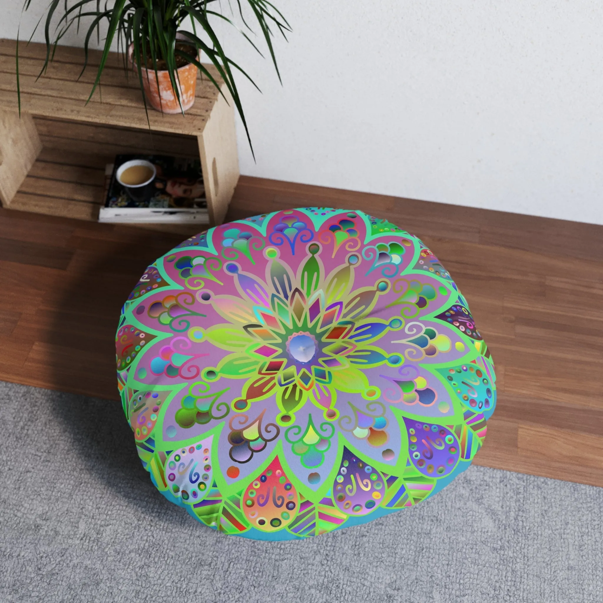 Hand Drawn Mandala Art Floor Cushion - Beautiful Design