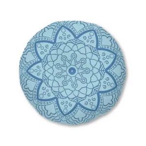 Handmade Mandala Art Floor Cushion - Steel Blue Mandala Art Design