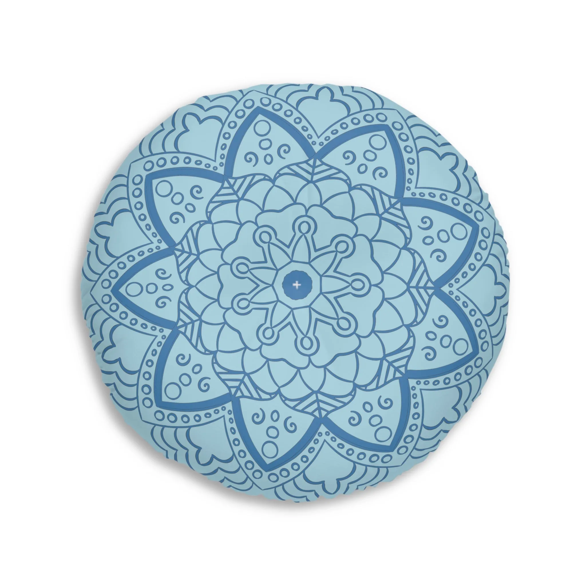 Handmade Mandala Art Floor Cushion - Steel Blue Mandala Art Design