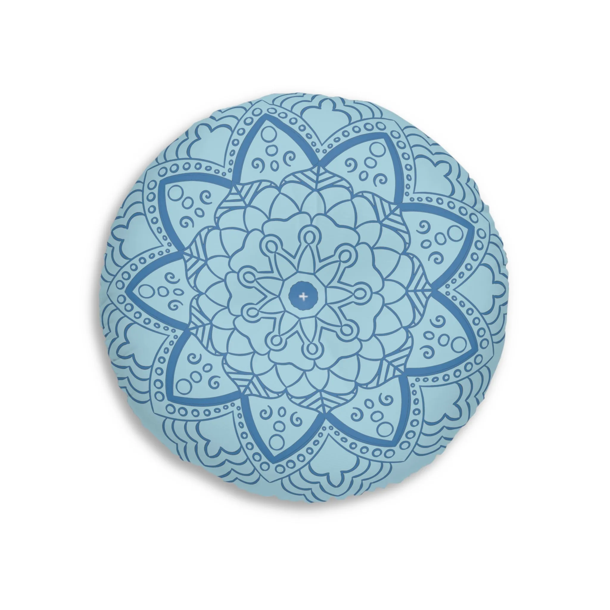 Handmade Mandala Art Floor Cushion - Steel Blue Mandala Art Design