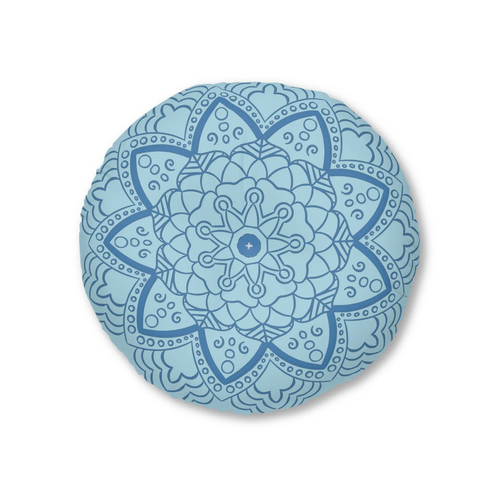 Handmade Mandala Art Floor Cushion - Steel Blue Mandala Art Design