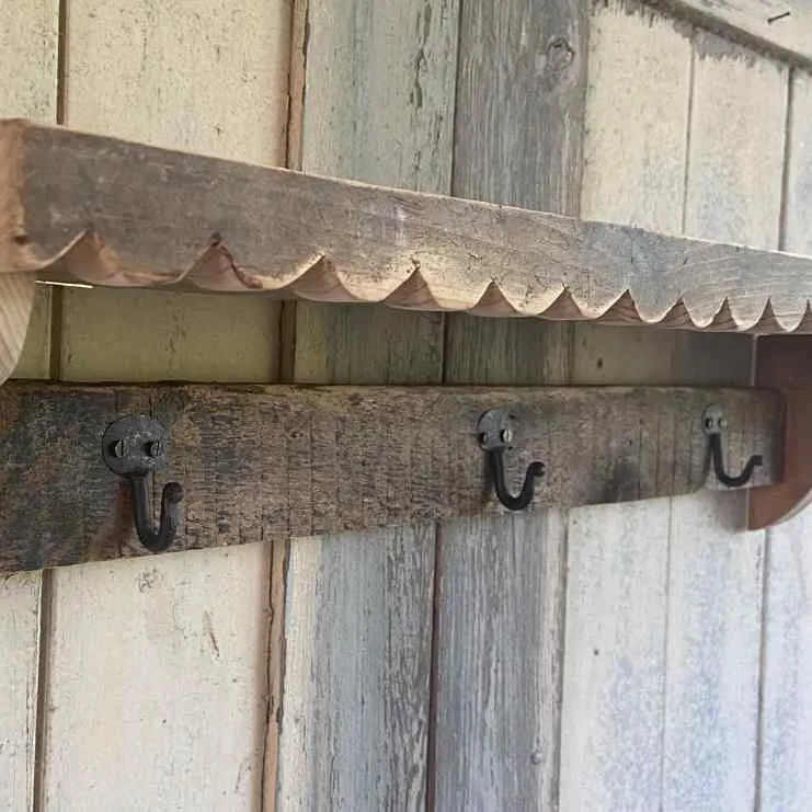 Handmade Scalloped Shelf with hooks