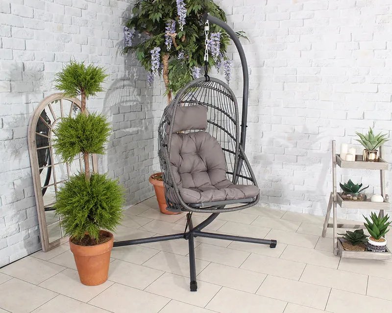 Hanging pod chair- Grey- Fold Away