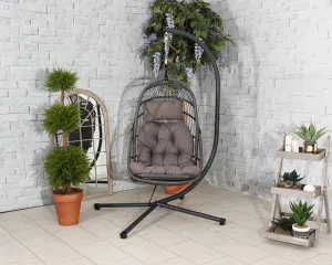 Hanging pod chair- Grey- Fold Away