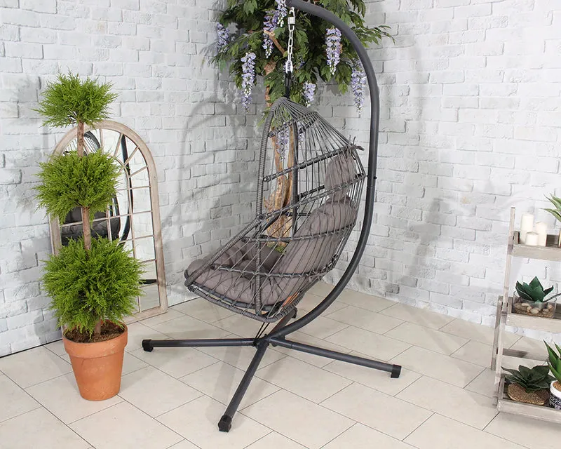 Hanging pod chair- Grey- Fold Away