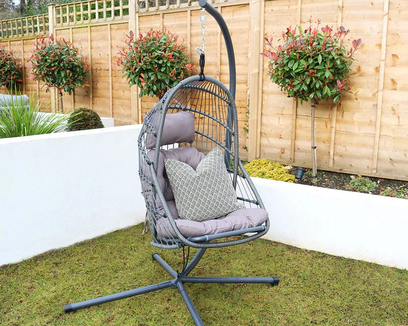 Hanging pod chair- Grey- Fold Away