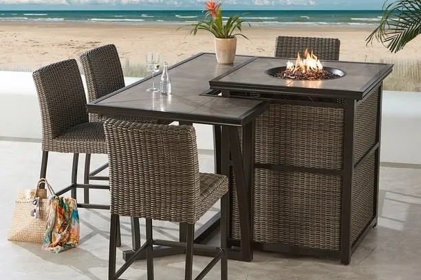 HAVANA FIRE TOWER 9 PIECE SET - Fire Bar Table and 8 Stools