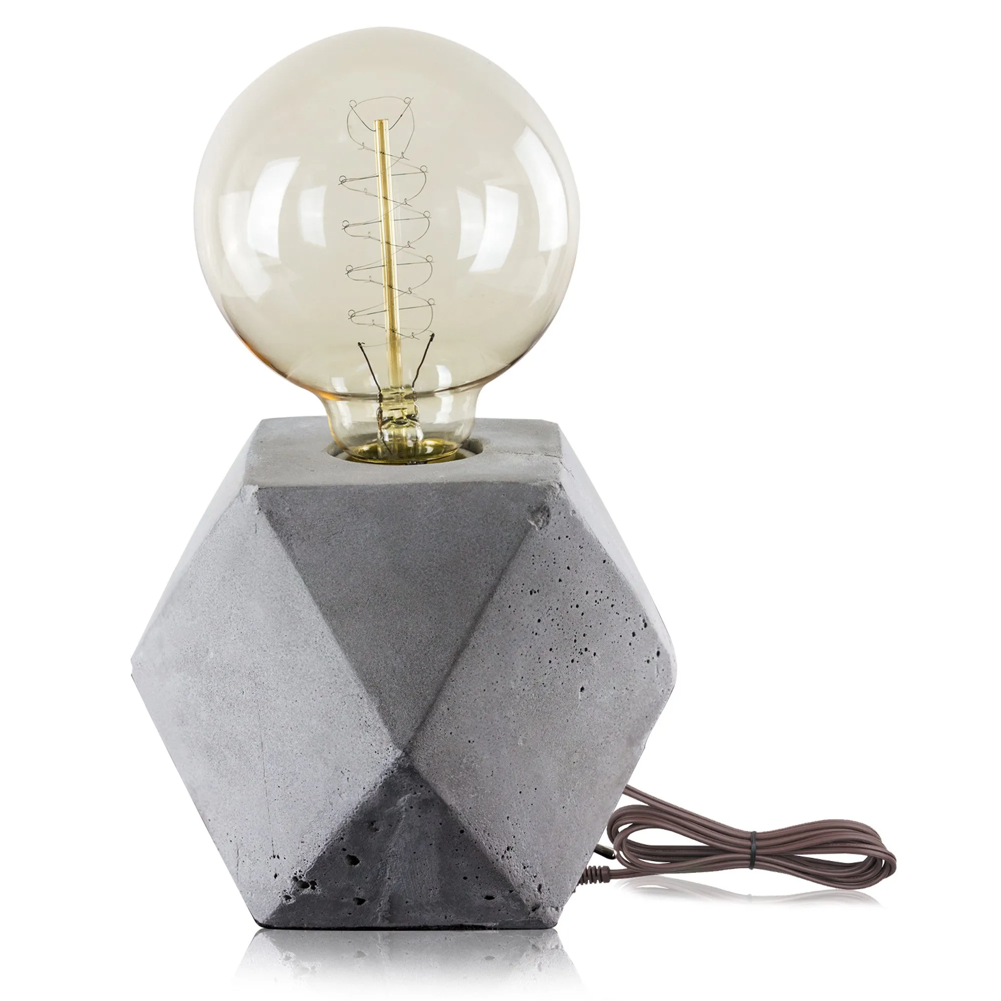 Industrial Concrete 9" Hexagon Cement Table Lamp