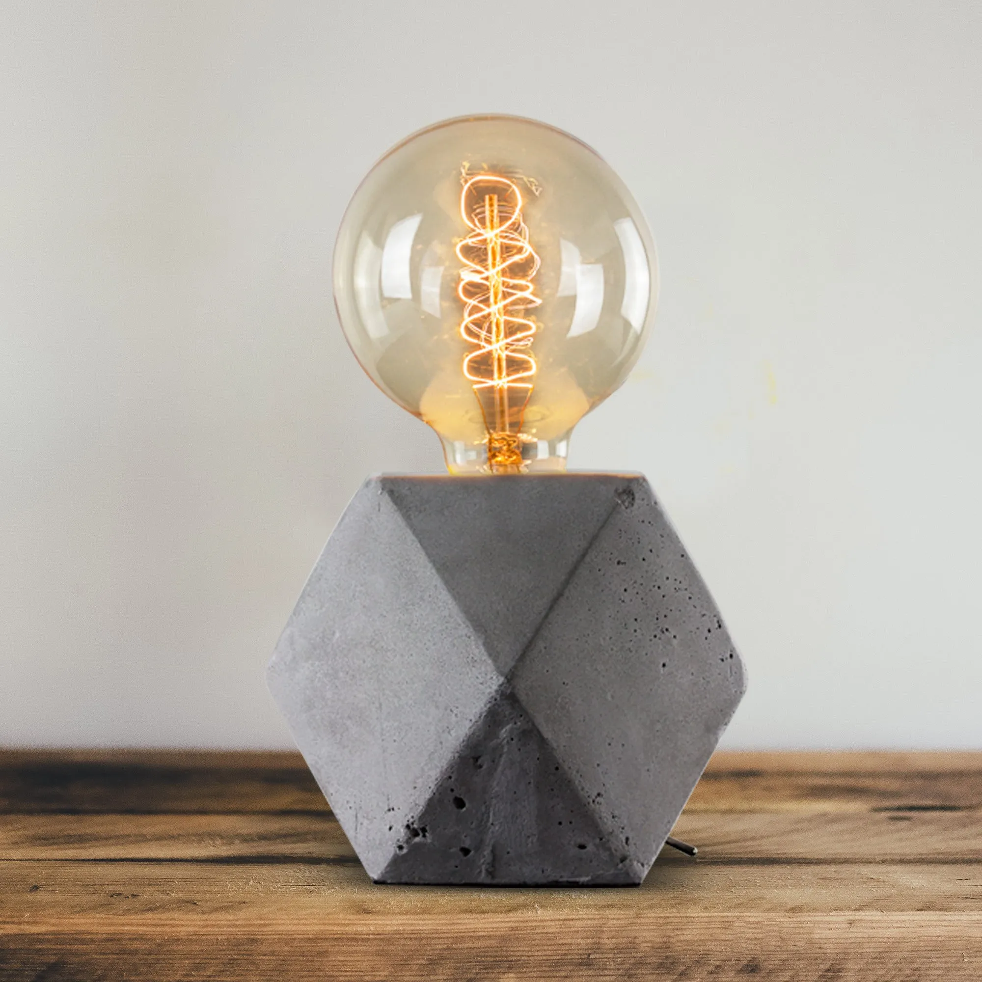 Industrial Concrete 9" Hexagon Cement Table Lamp