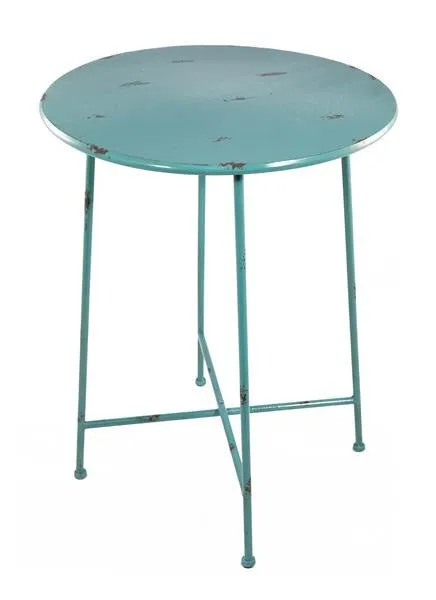 Industrial Side Table / Bistro Table Shabby Chic Metal (Blue)