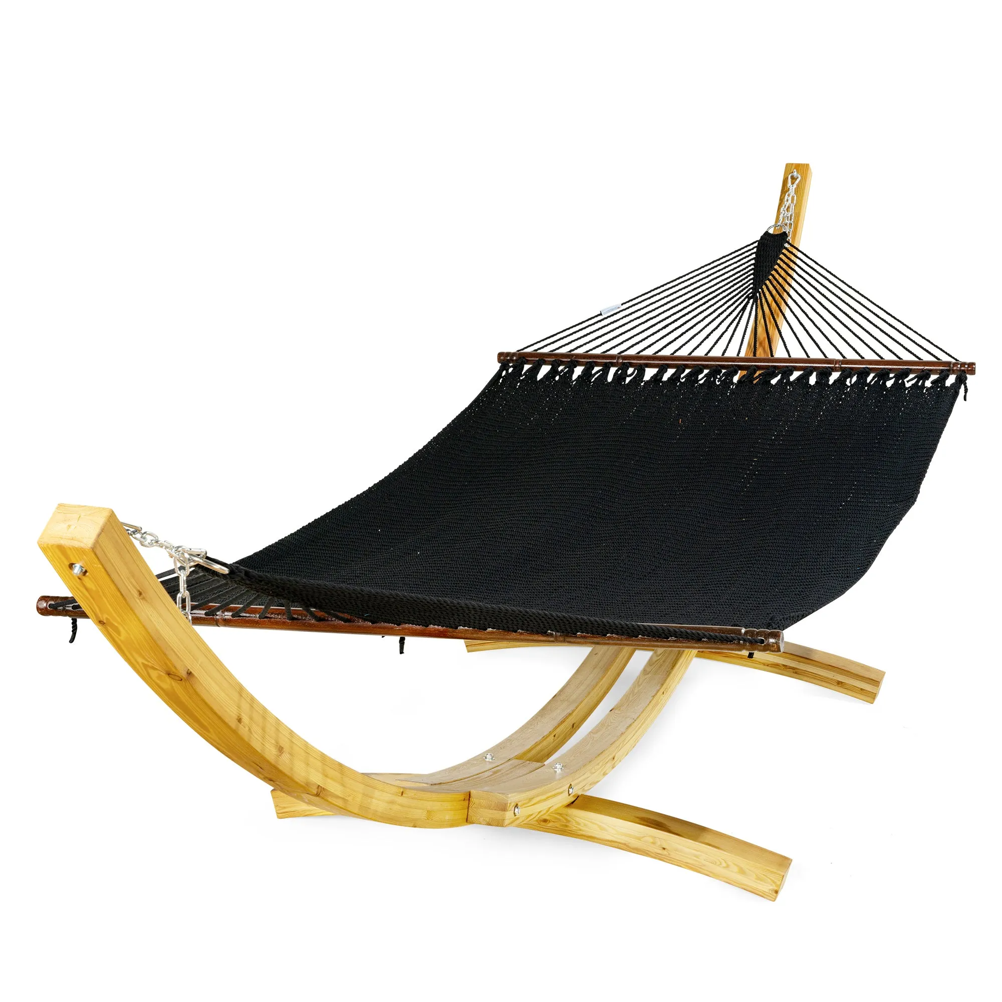 Jumbo Black Hammock and Wood Arc Stand | Caribbean Hammocks