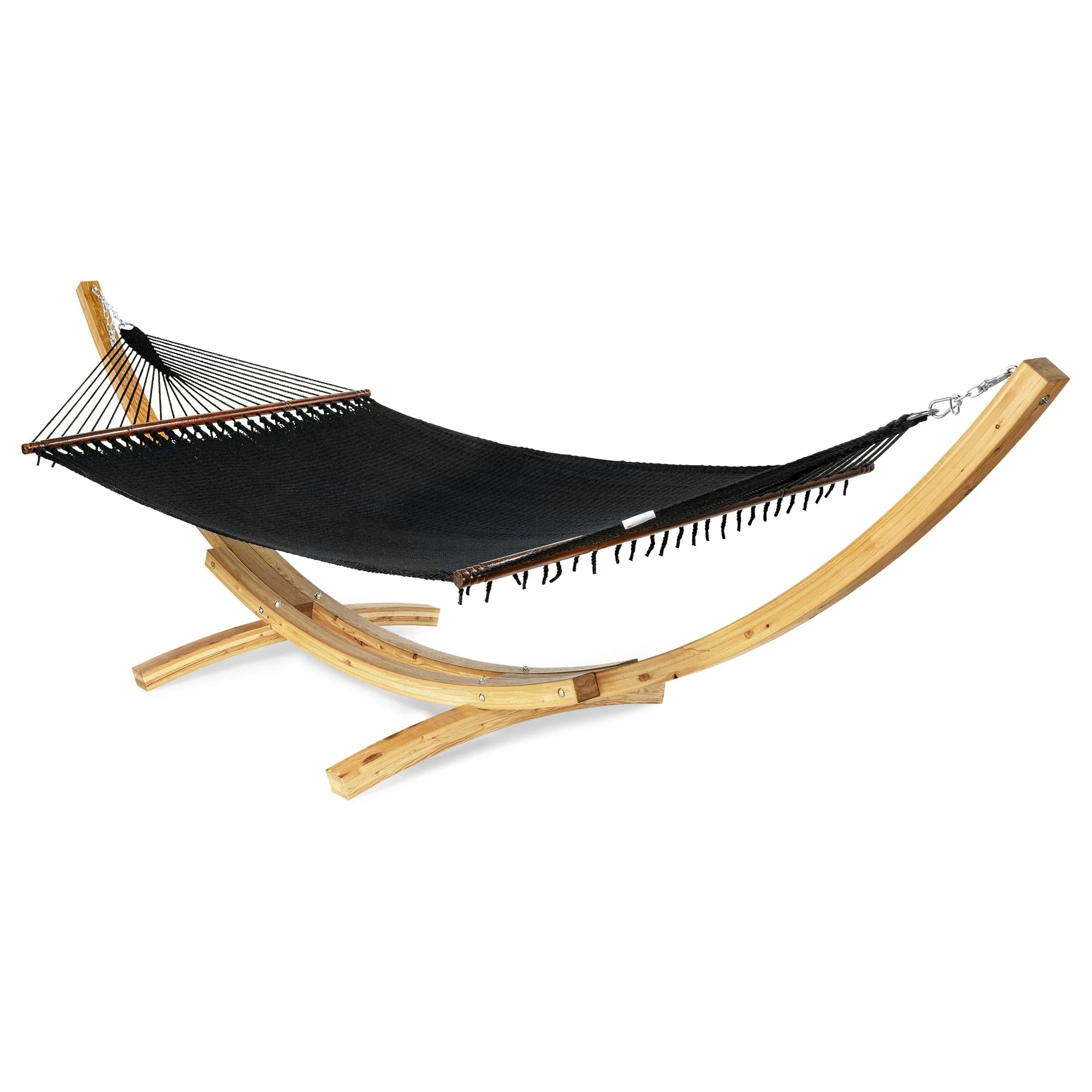 Jumbo Black Hammock and Wood Arc Stand | Caribbean Hammocks