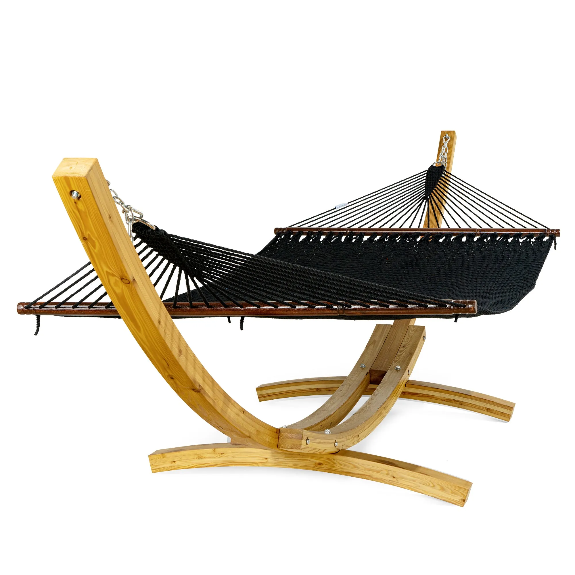 Jumbo Black Hammock and Wood Arc Stand | Caribbean Hammocks