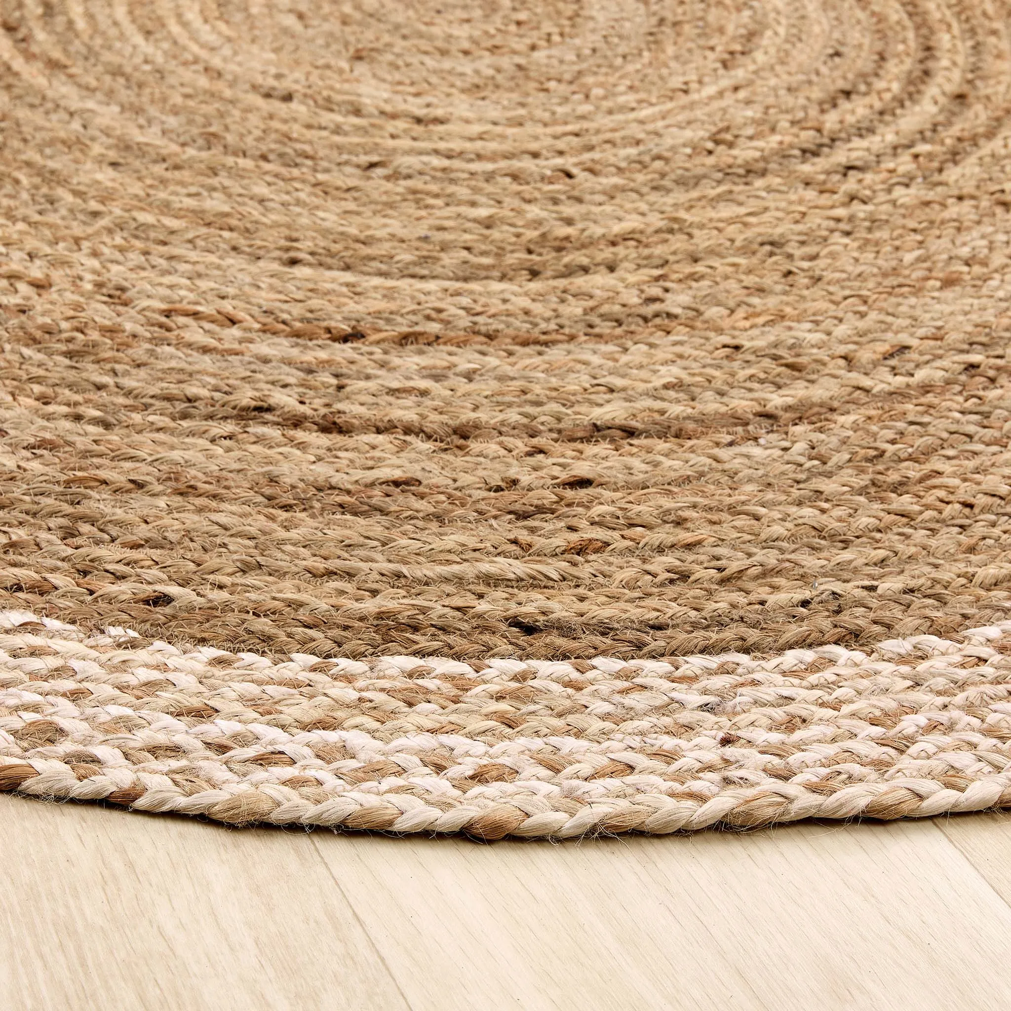 Jute Border Rug Natural White