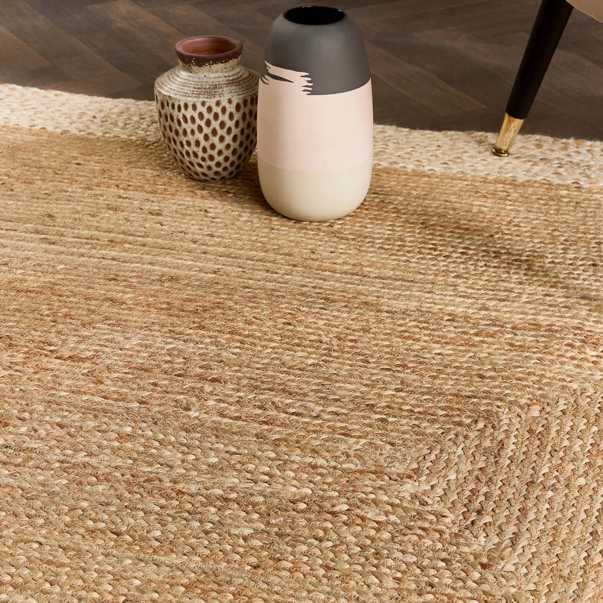 Jute Border Rug Natural White