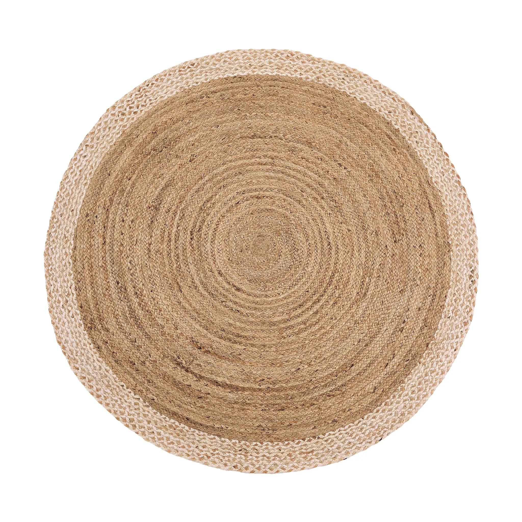 Jute Border Rug Natural White