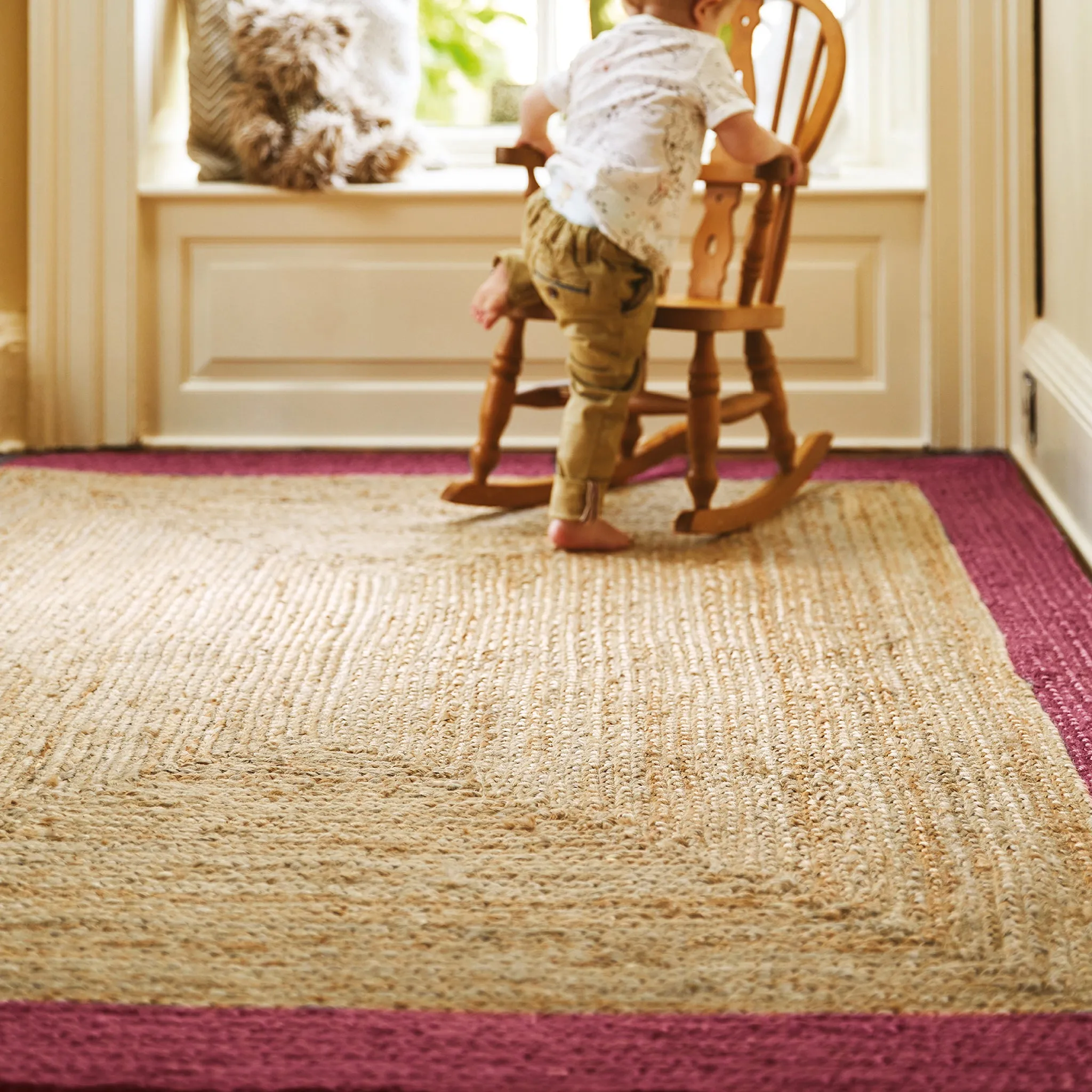 Jute Border Rug Raspberry