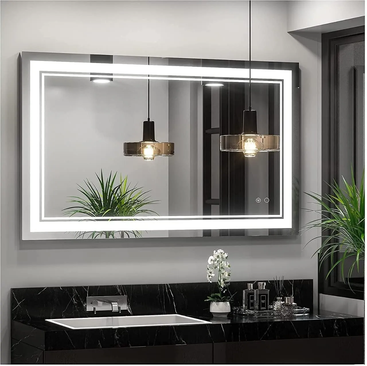 KALYAN TRADERS led wall Bathroom Mirror with Touch Sensor/3 Tone(White Light, Natural Light, Warm Light)/luxury Mirror for Living Room/Bedroom/hallway Rectangle Shape (24x30 inch).