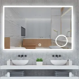 KALYAN TRADERS Rectangular Bathroom and Bedroom Wall Mirror with led Light, Sleekest controllable Vanity Mirror, Anti-Fog Makeup Mirror, 3-Color Customizable led Mirror and Shape Retangular (24X30).