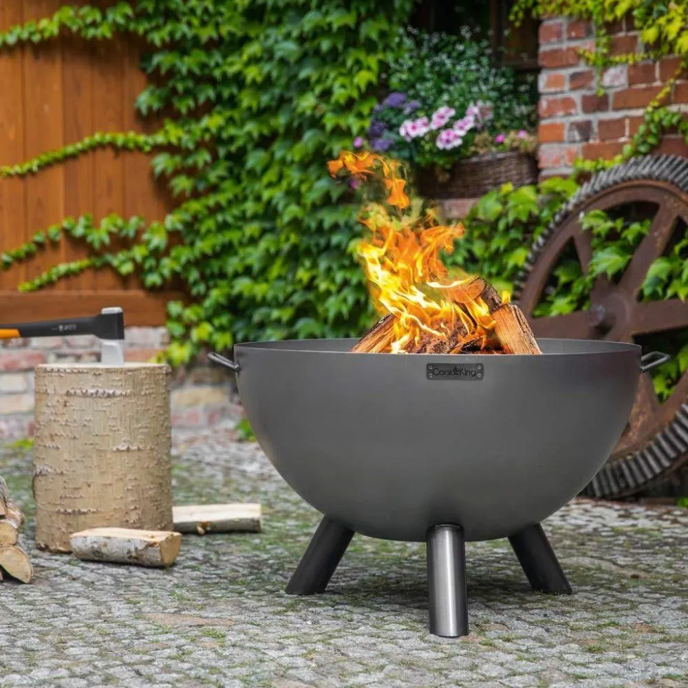 Kongo Deep Fire Bowl Pit 85cm - Cook King Garden and Outdoor Patio Entertaining Portable Metal Round Fire Bowl