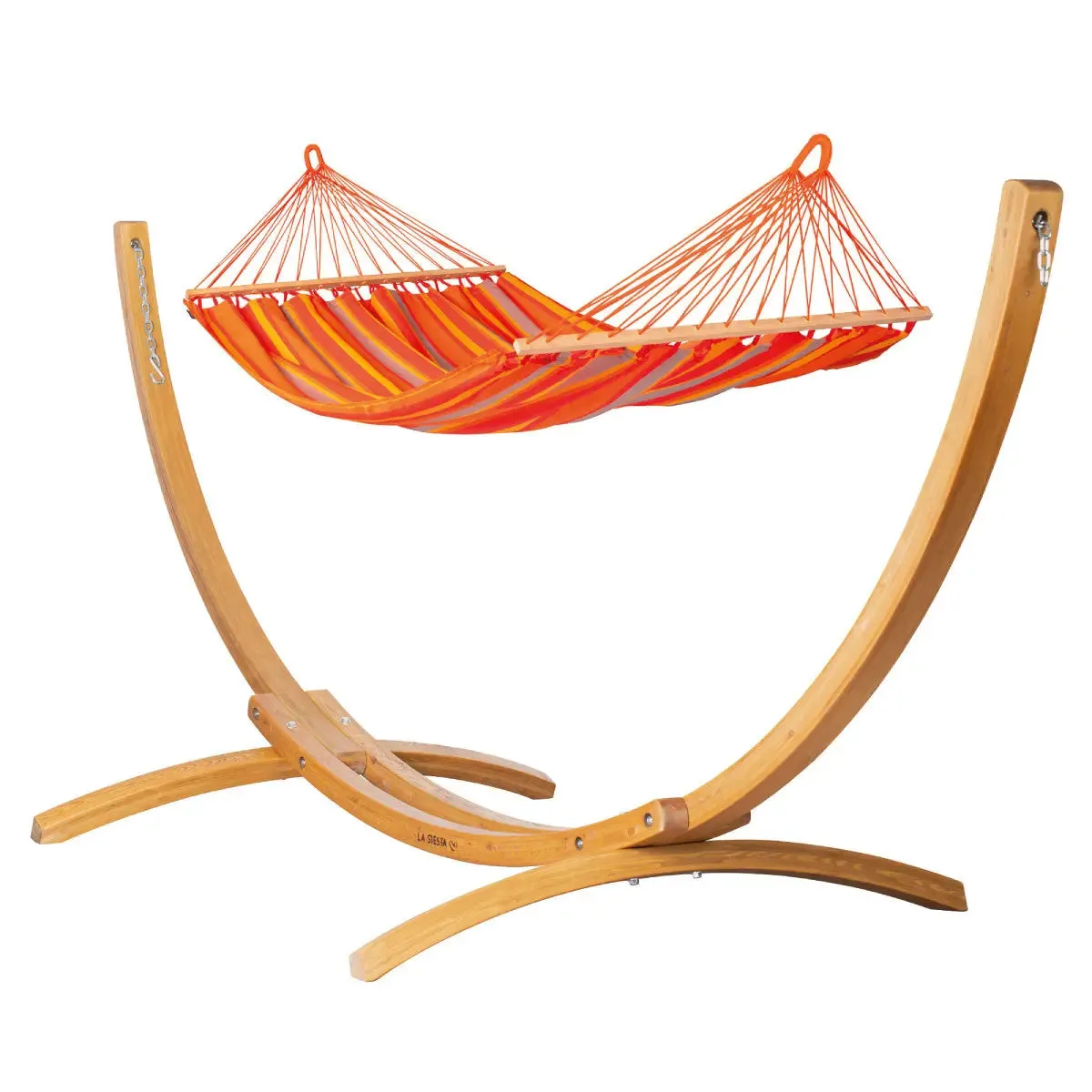 LA SIESTA Alisio Double Spreader Bar Hammock with Wooden Stand (W 160 cm)