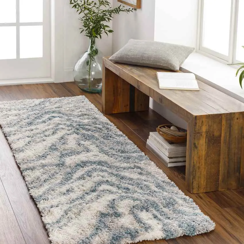 Lagrange Shag Blue Area Rug Carpet for Living Room Bedroom or Kitchen