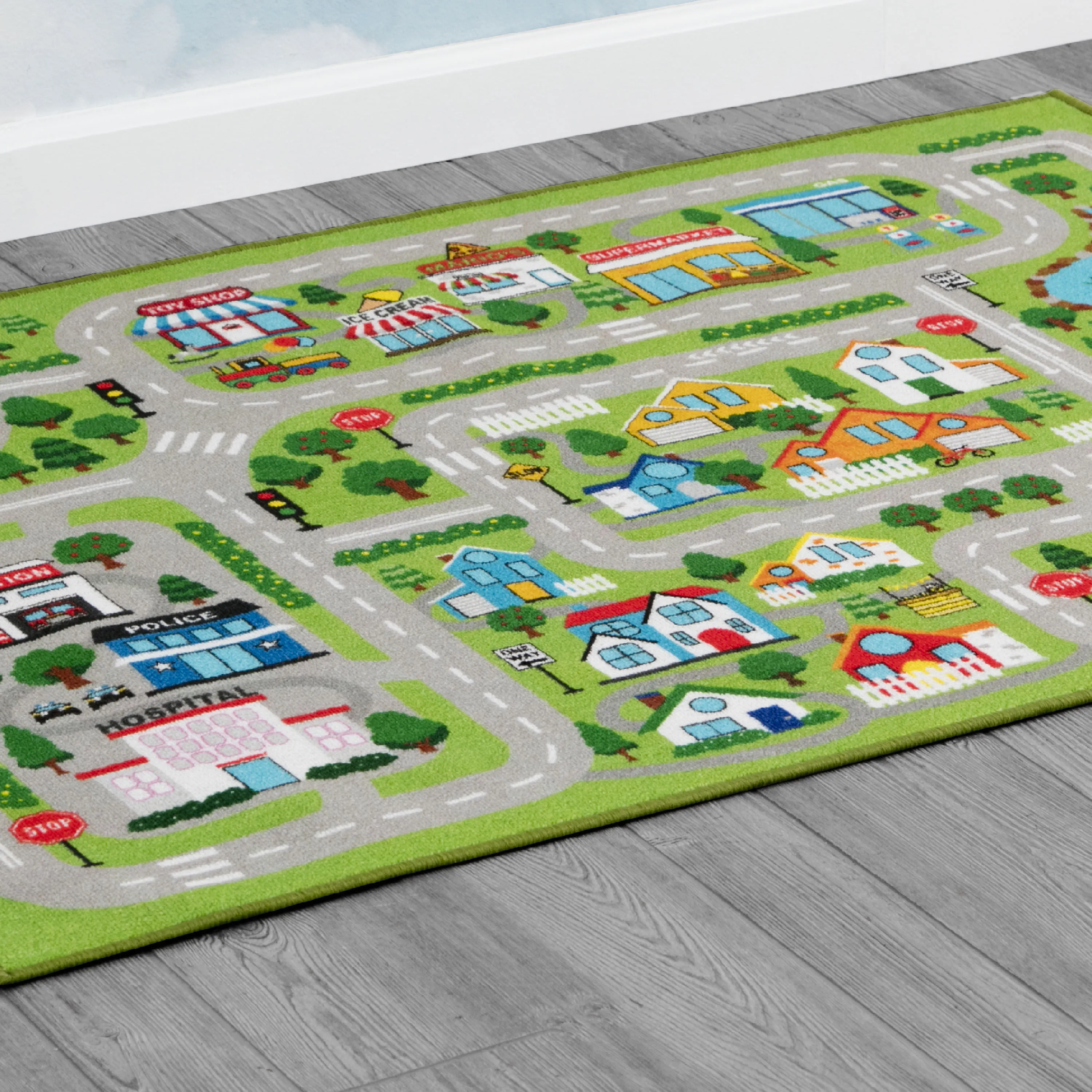 Large Road Map Activity Rug for Girls and Boys - 54-inch L x 39-inch W