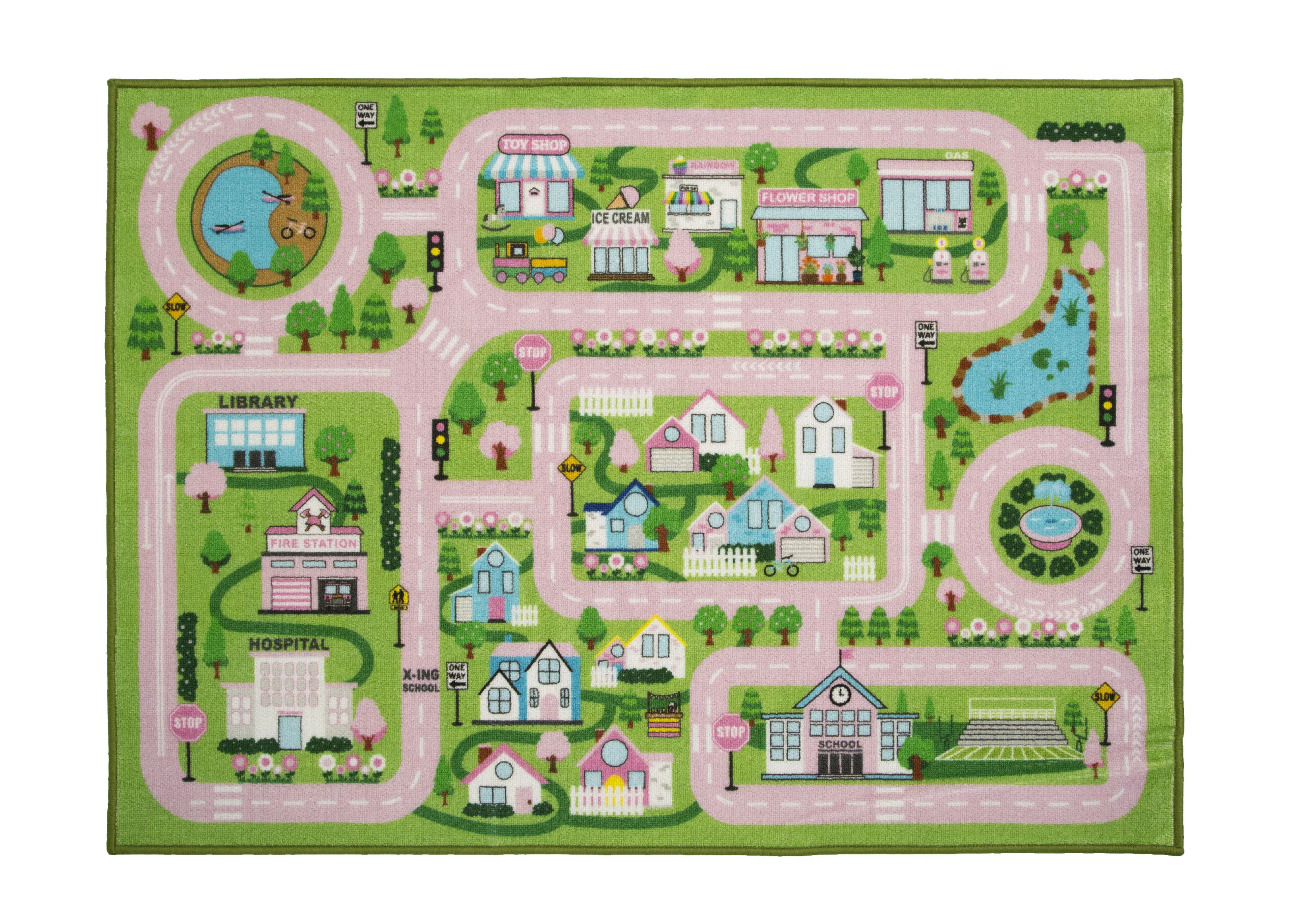 Large Road Map Activity Rug for Girls and Boys - 54-inch L x 39-inch W