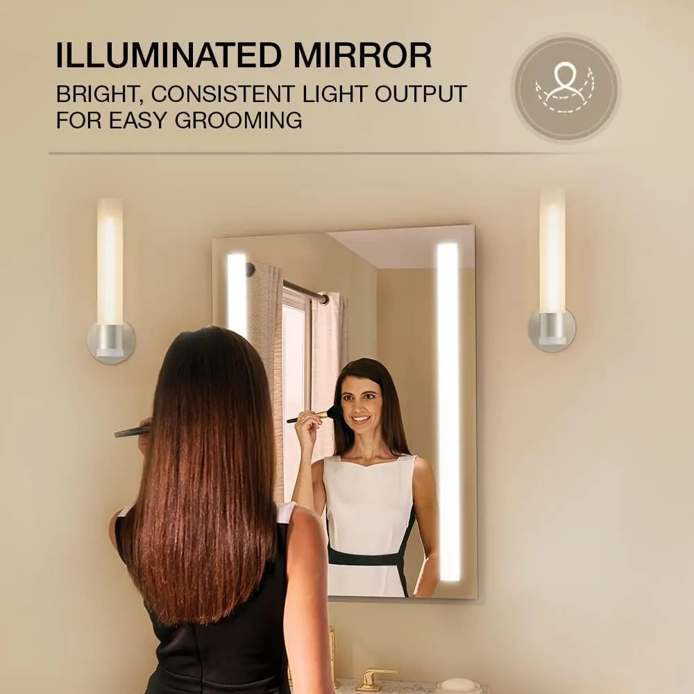 LED Mirror Anti-Steam with Dimmable Flicker Free Light Touchless Control High Definition Reflection Wall Mirror with LED & Sensor for Bathroom, Living Room, Rectangluar (40"x30" Inches)