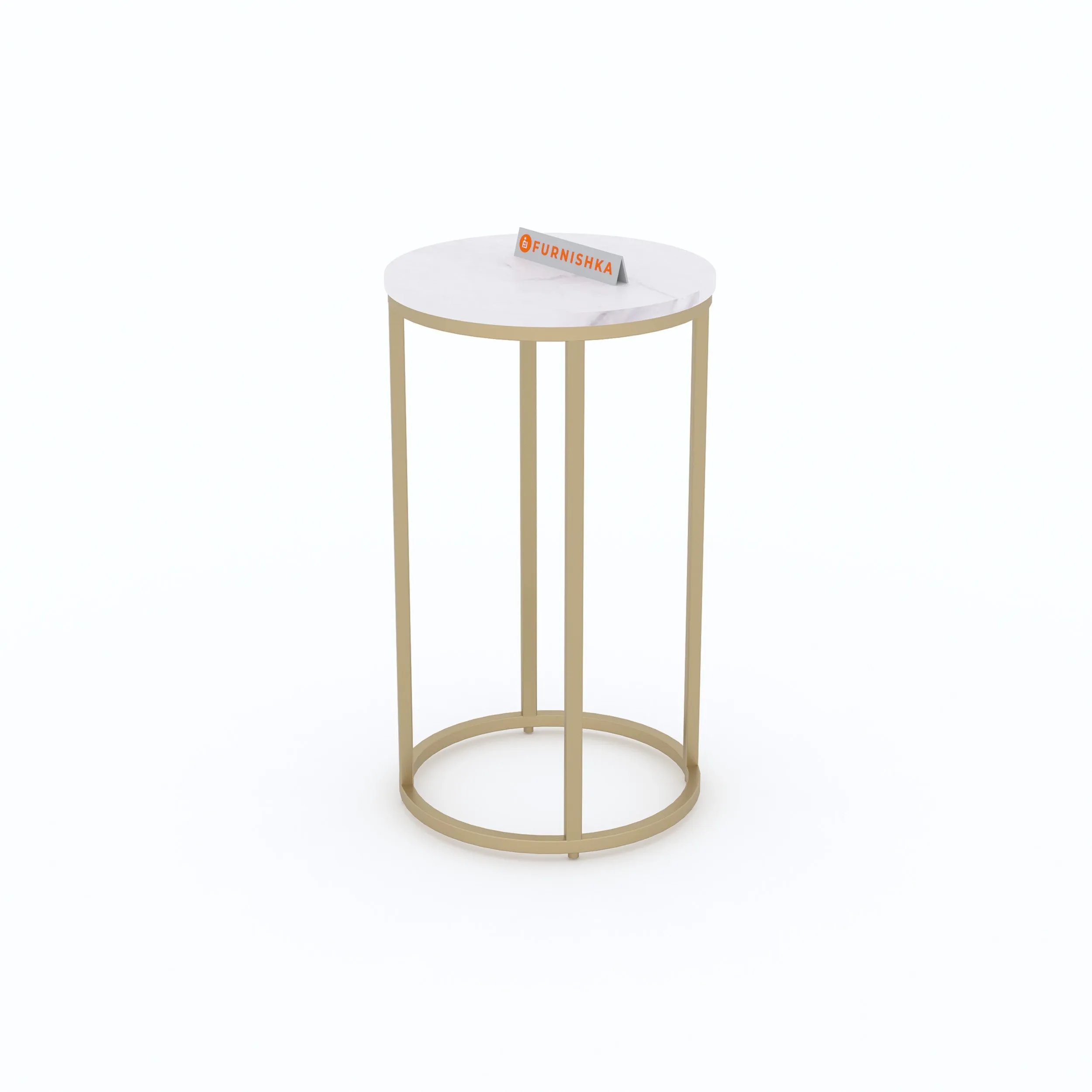 Lotus Round Marble Side Table In Gold Finish