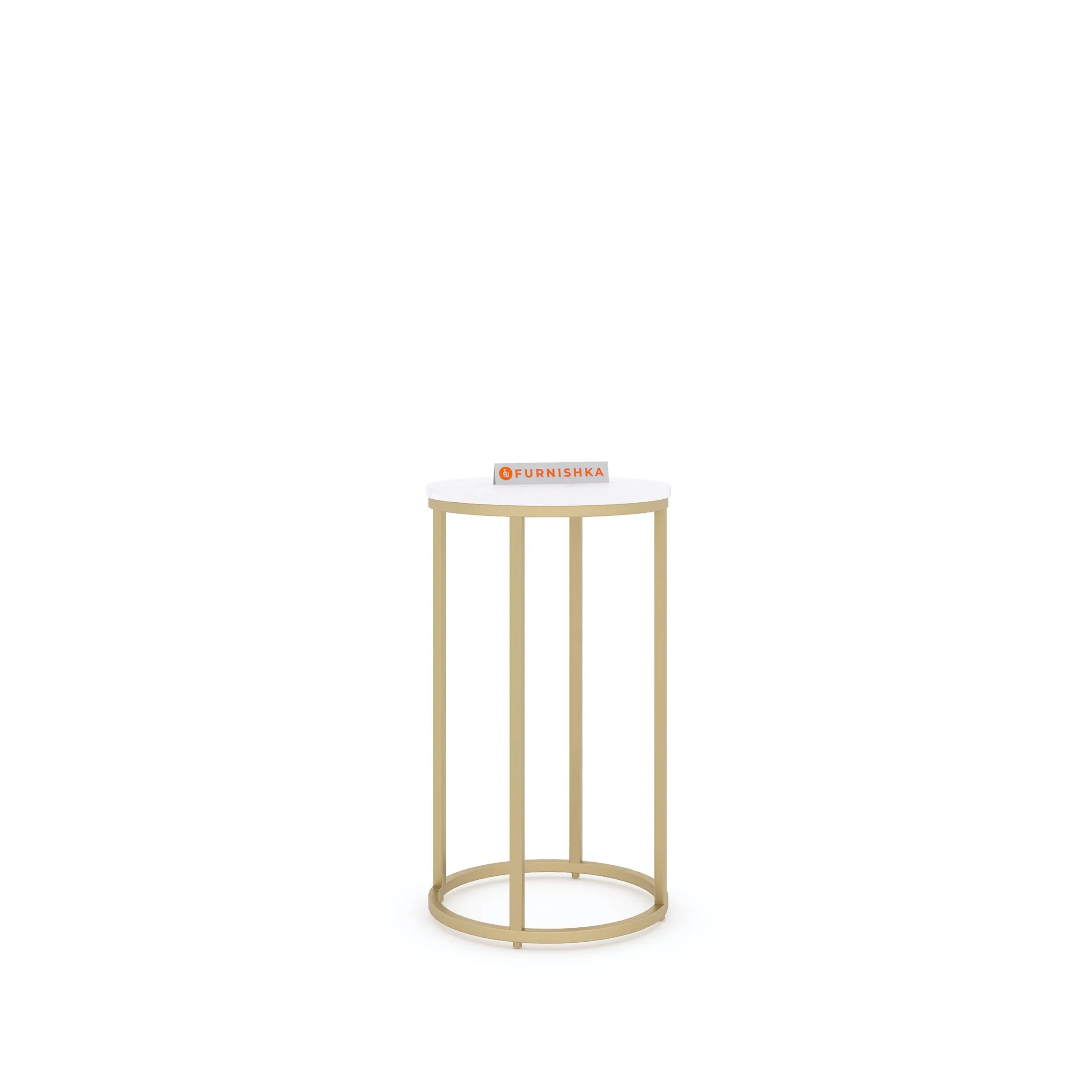 Lotus Round Marble Side Table In Gold Finish